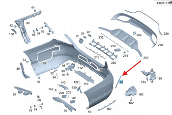 ZAŚLEPKA LISTWA ZDERZAKA PRAWY TYŁ MERCEDES C klasa W205 OE A2058850153