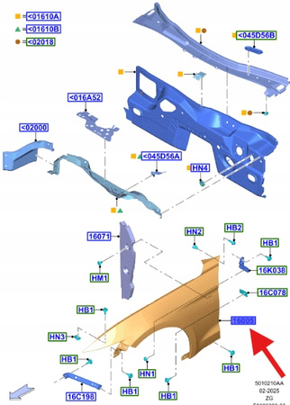 BŁOTNIK PRZÓD PRAWY FORD MUSTANG MK6 2017- OE 2240313 _ JR3B-16005-BK