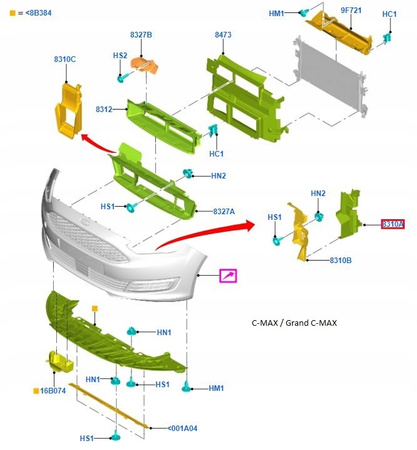 DEFLEKTOR POWIETRZA LEWY FORD FOCUS Mk3 C-MAX Mk2 2073153 _ F1EB-8311-FA