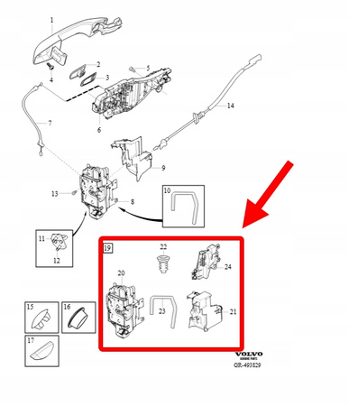ZAMEK DRZWI PRAWYCH TYŁ VOLVO XC90 2016- OEM/OE 32310879