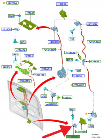 ZACZEP ZAMKA DRZWI TYLNYCH FORD CONNECT CUSTOM 1796906 _ BK21-V441A07-AC