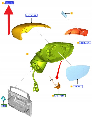LUSTERKO ZEWNĘTRZNE PRAWE FORD FIESTA 2012- OE 1767513 _ C1BB-17682-GA