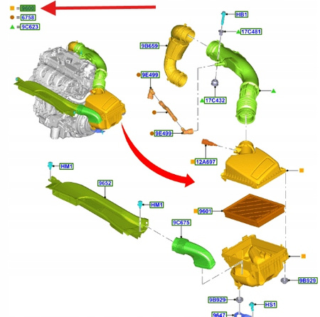 OBUDOWA FILTRA POWIETRZA FORD FOCUS KUGA 2214005 _ JX61-9600-CA