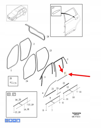 LISTWA SZYBY DRZWI PRAWY TYŁ CHROM VOLVO XC90 2016- OEM/OE 31699847