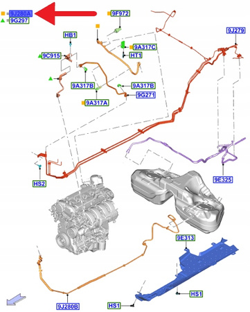 PRZEWÓD ZASILAJĄCY PALIWA 2.3 EB MUSTANG 2015- OE 2723715 _ FR3C-9J280-AK
