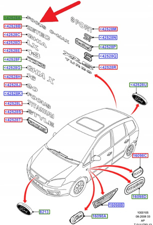 EMBLEMAT KLAPY TYŁ FOCUS C-MAX FORD C-MAX 2003- 1310143 _ 3M51-R42528-AB
