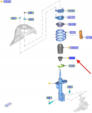 ZDERZAK ODBÓJ AMORTYZATORA PRZÓD MUSTANG 2015- OE 5293413 _ FR3C-3K100-AA