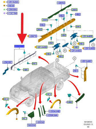LISTWA OSŁONA LEWA PROGU FORD RANGER 2017- OE 2013928 _ EB3B-26291C21-AB