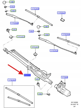 MECHANIZM WYCIERACZEK FORD FOCUS MK2 2007- 1704580 _ 4M51-17K484-AD