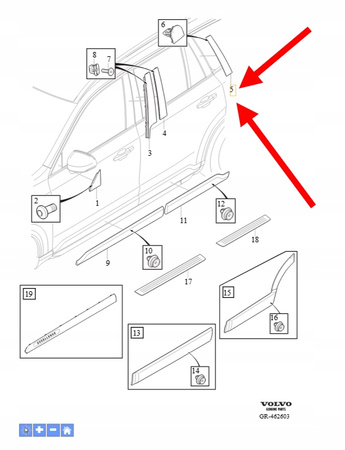 PIONOWA LISTWA OZDOBNA DRZWI PRAWY TYŁ VOLVO XC90 2016- OEM/OE 31688696