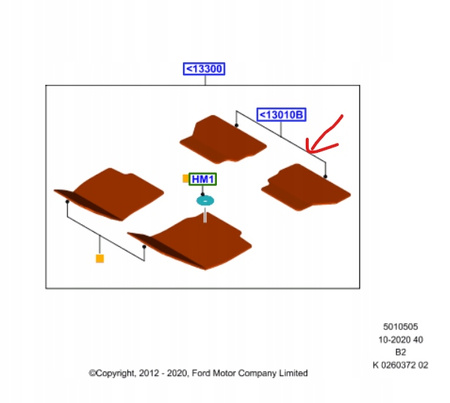 DYWANIKI WELUROWE TYLNE FORD B-MAX 2012- OE 2014319 _ AV1B-13035-AC3JA6