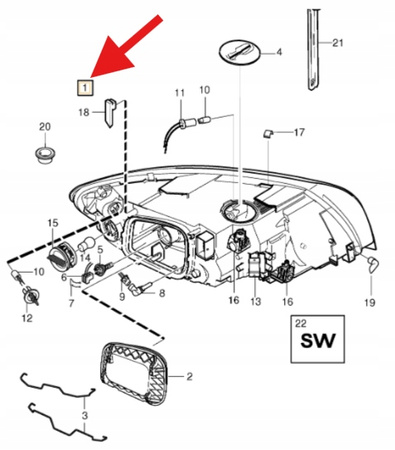 REFLEKTOR LAMPA LEWY PRZÓD VOLVO V50 2008- OE 32206141