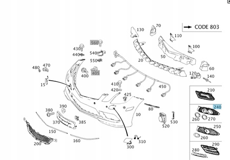 Mercedes-Benz OE A207 880 10 05 kratka zderzaka