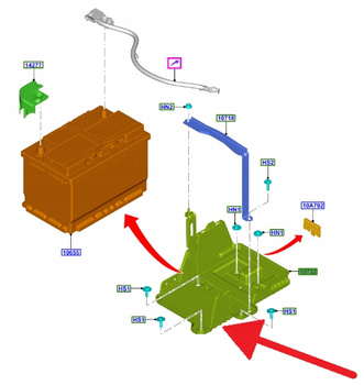 PODSTAWA AKUMULATORA FORD KUGA FOCUS 2018- OE 2350538 _ JX6B-10723-AB