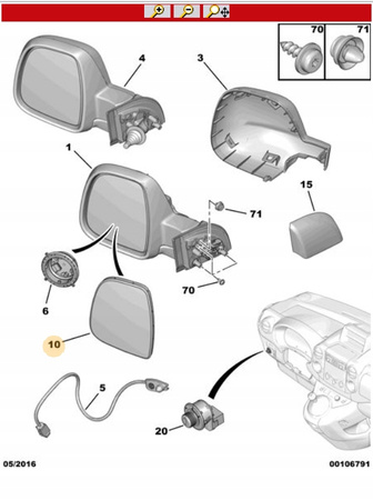 Wkład lusterka prawego Citroen Berlingo B9 OE 1608181380