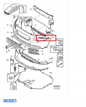 Lewy ślizg zderzaka Volvo S40, V50 OE 30744956