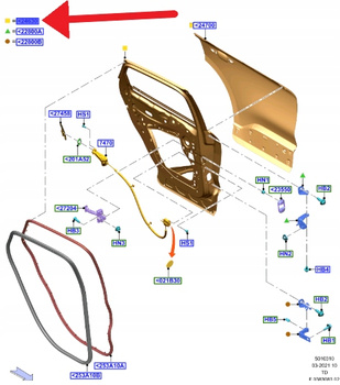 DRZWI LEWY TYŁ FORD KUGA ESCAPE 2020- OE 2830897 _ PLV4B-S24631-AN