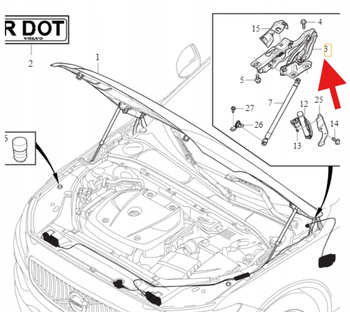 LEWY ZAWIAS MASKI VOLVO S90 V90 2017- OE 32219799