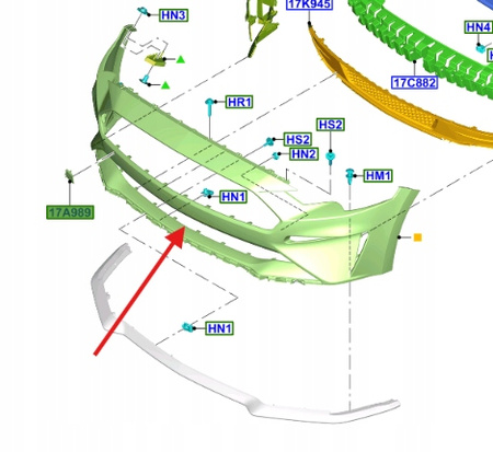 ZAŚLEPKA HAKA PRZÓD FORD MUSTANG Mk6 2017- OE 2281718 _ JR3B-17F011-AD