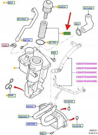 FILTR OLEJU 2.5L DURATEC FORD FOCUS MONDEO 1421704 _ 6G9N-6744-BA