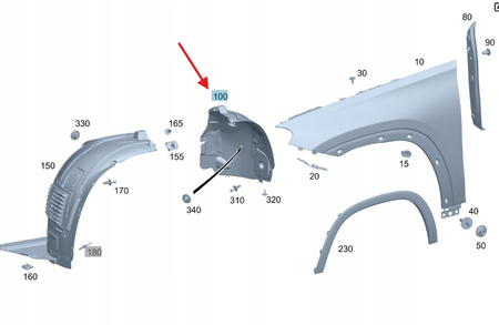 NADKOLE LEWY PRZÓD MERCEDES GLE W167 OE A1676900612
