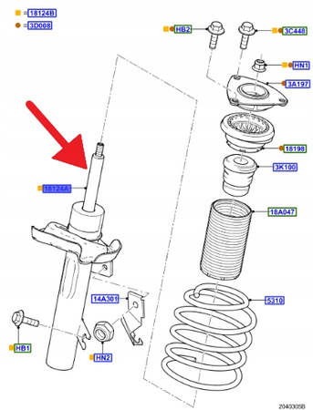 AMORTYZATOR LEWY PRZÓD FOCUS 2007- OE 1595299 _ 4M51-18K001-PCD