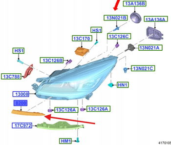 LISTWA KRATKA REFLEKTORA ZDERZAKA LEWA KUGA 2012- 5228799 _ CV44-8229-AA
