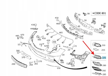 LEWA KRATKA ZAŚLEPKA ZDERZAKA PRZÓD MERCEDES C klasa W204 OE A2048851353