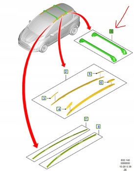 BAGAŻNIK DACHOWY FORD B-MAX 2012- NA RELINGI 1805838 _ AMAV1J-55A062-AA