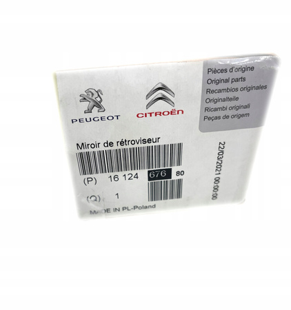WKŁAD LUSTERKA CITROEN C1 ORYGINAŁ OE 1612467680
