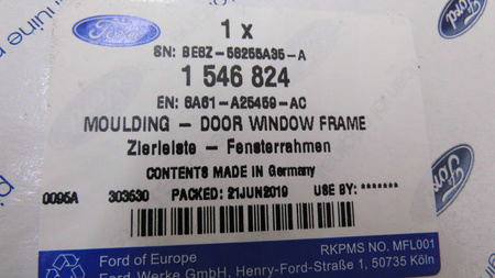 LEWA LISTWA ZEWNĘTRZNA DRZWI FORD FIESTA Mk7 2008- 1546824 _ 8A61-A25459-AC
