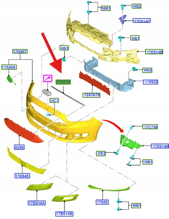 USZCZELKA ZDERZAKA MASKI FORD C-MAX 2015- 2019 OE 1904642 _ F1CB-17F788-AA