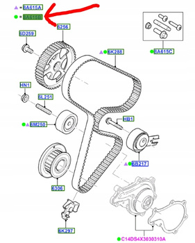 ZESTAW ROZRZĄDU POMPA WODY 1.4 TDCi FIESTA FUSION 2008680 _ 2S6Q-8B596-AB