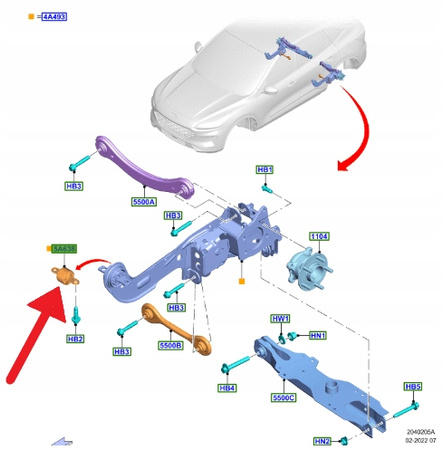 TULEJE WAHACZA WZDŁUŻNEGO TYŁ FORD FOCUS KUGA 2250256 _ JX61-5K896-BEB