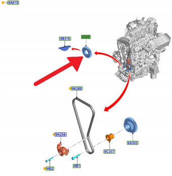 KOŁO ZĘBATE WAŁU KORBOWEGO 2.0L ECOBLUE TRANSIT KUGA 2265506 _ GK2Q-6306-AD