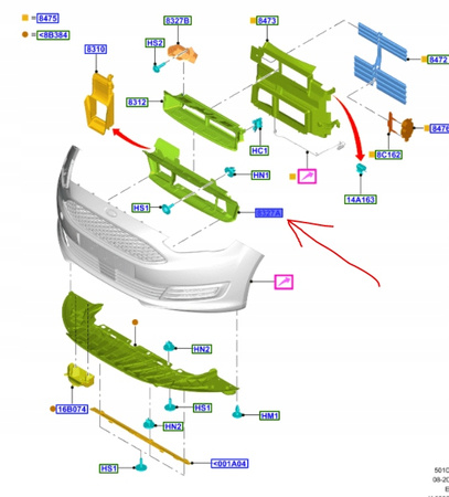 KIEROWNICA POWIETRZA PRZÓD FORD C-MAX Mk2 2015-1900062 _ F1CB-8314-BB