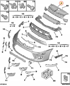 WZMOCNIENIE ZDERZAKA PRZÓD PAS PRZEDNI CITROEN C4 OE 7416L0