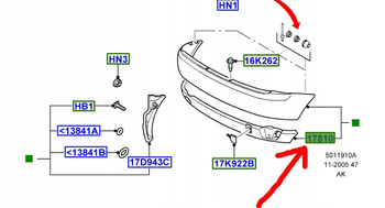 DOKŁADKA ZDERZAKA TYLNEGO FORD FOCUS Mk1 1999-2001 _1075151_98AB-A17862-BAXWAA