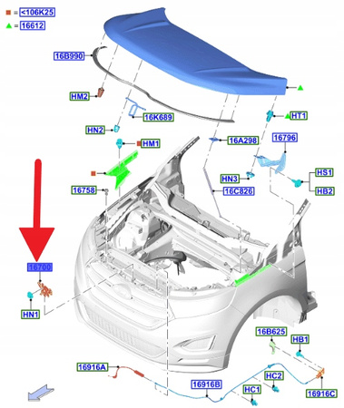 ZAMEK MASKI FORD EDGE Mk2 2016- 18 OE 1937553 _ GT4A-16700-CA
