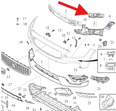 ABSORBER UCHWYT ZDERZAKA PRAWY PRZÓD VOLVO S90 V90 2017- OE 32227412