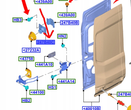 ODBÓJ DRZWI TYLNYCH FORD TRANSIT Mk8 2019- 2382791 _ KK41-V247B40-FB