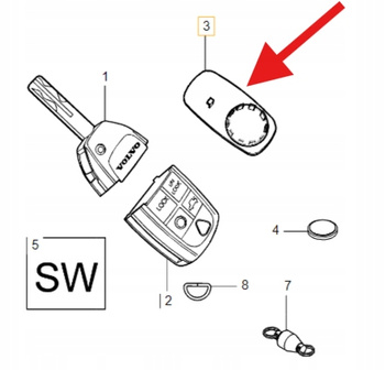 OBUDOWA KLUCZYKA ZDALNEGO STEROWANIA VOLVO S60 V70 2004- OE 8666774