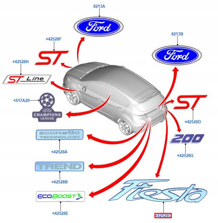 EMBLEMAT ZNACZEK FORD FIESTA Mk7 2008-2017_1580683_8A61-A42528-BB