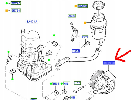 POMPA WSPOMAGANIA  2.2 TDCI MONDEO S-MAX GALAXY 06- 1693903 _ 9G91-3A696-EA