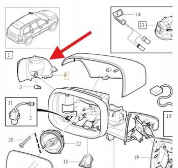 KIERUNKOWSKAZ LUSTERKA LEWY VOLVO V70 XC70 2001- 08- XC90 2003- OE 31111813