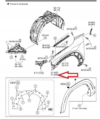 Nakładka błotnika przednia lewa - Mazda MX-30 2022_DN4E51W30C