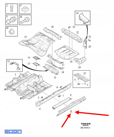 WEWNĘTRZNY PRÓG PRAWY VOLVO XC90 2016- OEM/OE 31416339