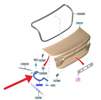 ZAWIAS KLAPY LEWY FORD FOCUS SEDAN 2018- OE 2346980 _ JX7B-F42701-AG