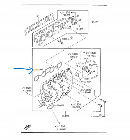 Uszczelka kolektora ssącego - Mazda MX-5 NC_LFE213135 