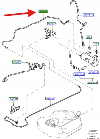 PRZEWÓD PALIWA ZETEC DURATEC FOCUS C-MAX 2003- OE 1321203 _ 3M51-9D668-DF